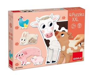 Puzzle Educativo GOULA 2-3-4-5 Piezas, 4 Puzzles XXL Animales Granja