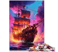 Puzzle educativo para adultos, 1000 piezas, diseño de barco pirata del futuro, con piezas totalmente entrelazadas al azar, 50 x 75 cm