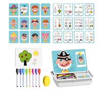 Puzzle educativo - Tablero de dibujo magnético, desarrollo del aprendizaje STEM preescolar, almacenamiento de piezas con motivos coloridos | 3 a 6 años de edad Escuela Clase Avión Viaje Coche Voy