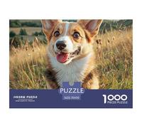 Puzzle Educativo y Relajante 1000 Piezas Perro Adorable - Corgi en Pradera, Actividad de Tiempo Libre para Grandes y Pequeños 70x50cm
