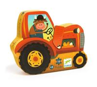 Puzzle El Tractor de Djeco - 16 piezas con caja decorativa en forma de silueta