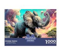 Puzzle Elefante en Carrera 1000 Piezas - para la Familia - Elefante (Dinámico) - Regalo para Hombres y Mujeres, Regalo Divertido para Casa 38x26cm