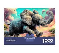 Puzzle Elefante Galop 1000 piezas Rompecabezas en repuestos Sabana Africana Puzzle Imposible Divertido, Estimulante y para el espíritu Cartón 100% reciclado Decoración del hogar 52x38cm/1000 piezas