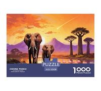 Puzzle Elefante y Flamingo De 1000 Piezas Animal Rompecabezas para Adultos De 1000 Piezas Obra De Arte Entretenimiento Creativo 52x38cm/1000pcs