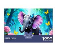 Puzzle Elefantes and Butterflies De 1000 Piezas Animal Rompecabezas Adultos De 1000 Piezas Juego Hobby 38x26cm/1000pcs