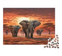 Puzzle Éléphant d'Afriques Pour Adultes,38x26cm/1000pcs,jeu Éducatif,décoration De La Maison,Scène de faune de Safari