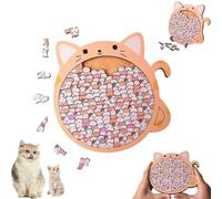Puzzle en forma de gato, rompecabezas de madera con forma de gato de color Morandi, rompecabezas de madera con forma de gato único con un marco, regalo creativo para amantes de los gatos, familia