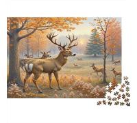 Puzzle Escena de Manada de Ciervos de otoño De 1000 Piezas Animales Rompecabezas Adultos De 1000 Piezas Decoracion Entretenimento 52x38cm/1000pcs