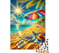 Puzzle Escena de Vacaciones en la Playa De 1000 Piezas Interesante Rompecabezas Hombres Y Mujeres De 1000 Piezas Obra De Arte Entretenimento 52x38cm/1000pcs