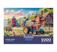 Puzzle Escena Tractor Rural 1000 Piezas - para Adultos Puzzles De Estilo Pueblo Granja Colorido, Divertido, Desafiante E Instructivo Arte Decorativo, Regalo Original 52x38cm/1000pcs