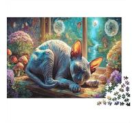 Puzzle Esfinx Gato durmiendo por la Ventana Mascotas Rompecabezas 1000 Piezas - Adultos, Desafiante, Regalo, Juego Familiar, Decoración del Hogar 70x50cm/1000pcs
