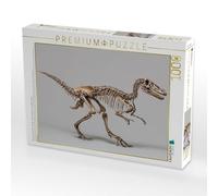 Puzzle · Esqueleto de Dinosaurio Velociraptor - Pequeño pterosaurio | Garras · Un esqueleto móvil del velociraptor con garras largas... · 1000 piezas · Tamaño de la colocación 64 × 48 cm · Puzzle