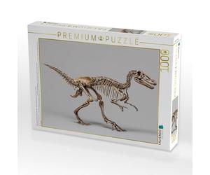 Puzzle · Esqueleto de Dinosaurio Velociraptor - Pequeño pterosaurio | Garras · Un esqueleto móvil del velociraptor con garras largas... · 1000 piezas · Tamaño de la colocación 64 × 48 cm · Puzzle