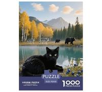 Puzzle Europeo de Pelo Corto 1000 Piezas para Adultos Y Niños Juego EduGatoivo Rompecabezas Gato Negro Oso Pardo Decorativo Regalo Ideal 70x50cm/1000pcs
