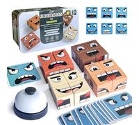 Puzzle Expresiones de Madera, Montessori Interactivo Juguete Rompecabezas Cubos Mágicos Emoji con Timbre de Mesa, Bloques Construcción de Madera Juegos IQ Cube para Niños 3+ Años