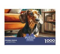 Puzzle Familiar 1000 Piezas - Dos Perros en Playa, Perro Lindo, Relajación y Actividad Desafiante Hogar, 38x26cm