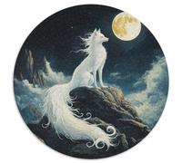 Puzzle FBuey 1000 Piezas para Adultos Juego EduGatoivo de cartón Puzzles Zorro Blanco Claro de Luna en Acantilado Decorativo Regalo Original 1000pcs (67.5x67.5cm)