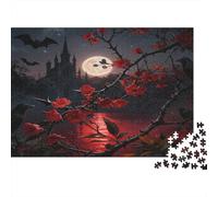 Puzzle Flor roja Oscura gótica De 1000 Piezas Interesante Rompecabezas Hombres Y Mujeres De 1000 Piezas Obra De Arte Regalo 52x38cm/1000pcs