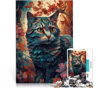 Puzzle for Adults and teenagers1000 Pieces “Abstract Cat” Suitable for People Aged 14 and Above with Completely interconnected Pieces of Random Shape Fun Activities at Home, Birthday Gifts。