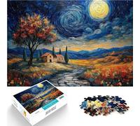 Puzzle for Adults and teenagers1000 Pieces August Starry Night Made of Cardboard，for and from 14 Years and Over Educational Games Home Decoration Game. Interesting Stress Reduction Gifts。