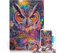Puzzle for Adults and teenagers1000 Pieces Color Painting Owl Made of Cardboard Suitable for People Aged 14 and Above Fun Games for Families Difficult Hard Gifts for Women Men 。Size：26x38cm