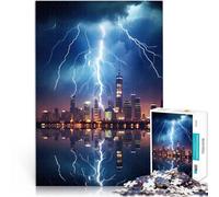 Puzzle for Adults and teenagers1000 Pieces Lightning City Skyline for Age 14 Years and Over Each Piece is Unique - Fun and challenging Game for The Whole Challenging Game。