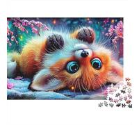 Puzzle Fox in Sakura 1000 Piezas Adultos Panda Rojo Nieve Flores de Ciruelo Premium Grueso Resistente Vibrante Desafiante Juego Familiar 38x26cm/1000pzs