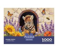 Puzzle Frontera de Flores Joven Zebra De 1000 Piezas Animal Rompecabezas Adultos De 1000 Piezas Decoracion Hobby 70x50cm/1000pcs