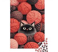 Puzzle Gatito 1000 Piezas para Adultos Juego Difícil De Madera Rompecabezas Ovillo de Lana Gatito Decorativo Regalo Ideal 1000pcs (75x50cm)