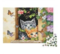 Puzzle Gatito del Lado de la Ventana De 1000 Piezas Animales Rompecabezas Adultos De 1000 Piezas Obra De Arte Hobby 38x26cm/1000pcs