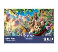 Puzzle Gatito en Ciudad 1000 Piezas - Gatito Cerca de Grifo para Adultos, decoración de Pared, de Papel Reciclado, Idea de Regalo, 70x50cm