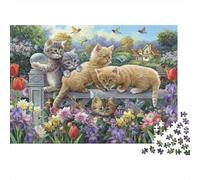 Puzzle Gatito Jardín (3) De 1000 Piezas Animales Rompecabezas para Adultos De 1000 Piezas Pintura Entretenimiento Creativo 52x38cm/1000pcs