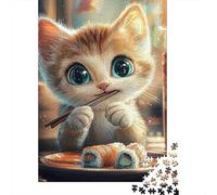 Puzzle Gatito Lindo Que Come Sushi De 1000 Piezas animaleses Rompecabezas Hombres Y Mujeres De 1000 Piezas Obra De Arte Entretenimento 52x38cm/1000pcs