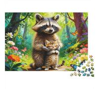 Puzzle Gatito Raccoon Holding De 1000 Piezas Animales Rompecabezas Hombres Y Mujeres De 1000 Piezas Pintura Regalo 38x26cm/1000pcs