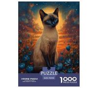 Puzzle Gatito siames De 1000 Piezas para Adultos, Rompecabezas Paisaje de crepúsculo Adultos, Juego Didáctico Regalos Creativos 70x50cm/1000pcs