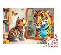 Puzzle Gatito y Leopardo De 1000 Piezas Animales Rompecabezas Hombres Y Mujeres De 1000 Piezas Obra De Arte Entretenimento 70x50cm/1000pcs