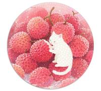 Puzzle Gato 1000 Piezas para Adultos Juego EduGatoivo de cartón Rompecabezas Gato Blanco Comiendo Lichi Decorativo Regalo Ideal 1000pcs (67.5x67.5cm)