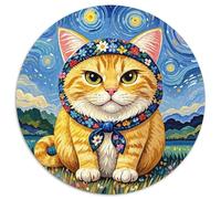 Puzzle Gato 1000 Piezas para Adultos Juego Relajante de cartón Rompecabezas Gato Pañuelo en la Cabeza Flor Decorativo Regalo Ideal 1000pcs (67.5x67.5cm)