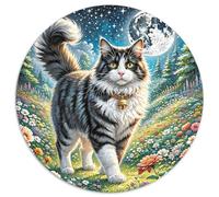 Puzzle Gato 1000 Piezas para Adultos Y Niños Juego Familiar De Cochetón Rompecabezas Bosque Noruego Campo Flores Decorativo Regalo Ideal 1000pcs (67.5x67.5cm)