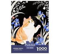 Puzzle Gato 1000 Piezas para Principiantes Juego Familiar De Cartón Puzzles Yellow Flores Gato Decorativo Regalo para Hombre 38x26cm/1000pcs