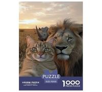 Puzzle Gato and León Selfie De 1000 Piezas Animales Rompecabezas Adultos De 1000 Piezas Juego Entretenimento 70x50cm/1000pcs