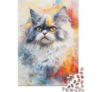 Puzzle Gato Arte Moderno Gato Persa para Adultos Y Niños, 1000 Piezas De Diversión En Familia, Un Desafío Emocionante para La Noche De Juegos 38x26cm/1000pcs