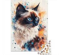 Puzzle Gato Arte Moderno Ragdoll para Adultos Y Niños, 1000 Piezas De Diversión En Familia, Un Desafío Emocionante para La Noche De Juegos 70x50cm/1000pcs