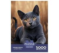 Puzzle Gato Azul Ruso 1000 Piezas - para Adultos Y Niños Rompecabezas De Dry Hierba, Desafío Mental Y Juego Complejo, Arte Decorativo, Regalo Original 70x50cm/1000pcs