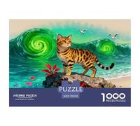 Puzzle Gato Bengala 1000 Piezas - para Adultos Y Niños Puzzles De Vórtice Verde, Desafío Mental Y Juego Complejo, Decorativo, Regalo Ideal 70x50cm/1000pcs
