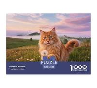 Puzzle Gato Bosque Noruego 1000 Piezas - para Adultos Rompecabezas De Flores Silvestres Llanura, Juego Divertido E Instructivo Arte Decorativo, Regalo Original 52x38cm/1000pcs