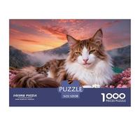 Puzzle Gato Bosque Noruego 1000 Piezas - para Adultos Rompecabezas De Racimo Flores Rosas, Juego Divertido E Instructivo Arte Decorativo, 52x38cm/1000pcs