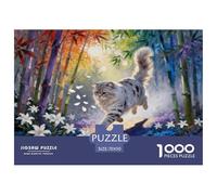 Puzzle Gato Chartreux 1000 Piezas - para Adultos Rompecabezas De Bambú Colorido Bosque, Juego Educativo, Arte Decorativo, Regalo Original 70x50cm/1000pcs