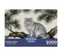 Puzzle Gato Chartreux 1000 Piezas - para Adultos Rompecabezas De Pino, Juego Educativo, Decorativo, Regalo para Hombre 38x26cm/1000pcs