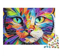 Puzzle Gato Colorido Battle De 1000 Piezas Animales Rompecabezas para Adultos De 1000 Piezas Juego Hobby 38x26cm/1000pcs